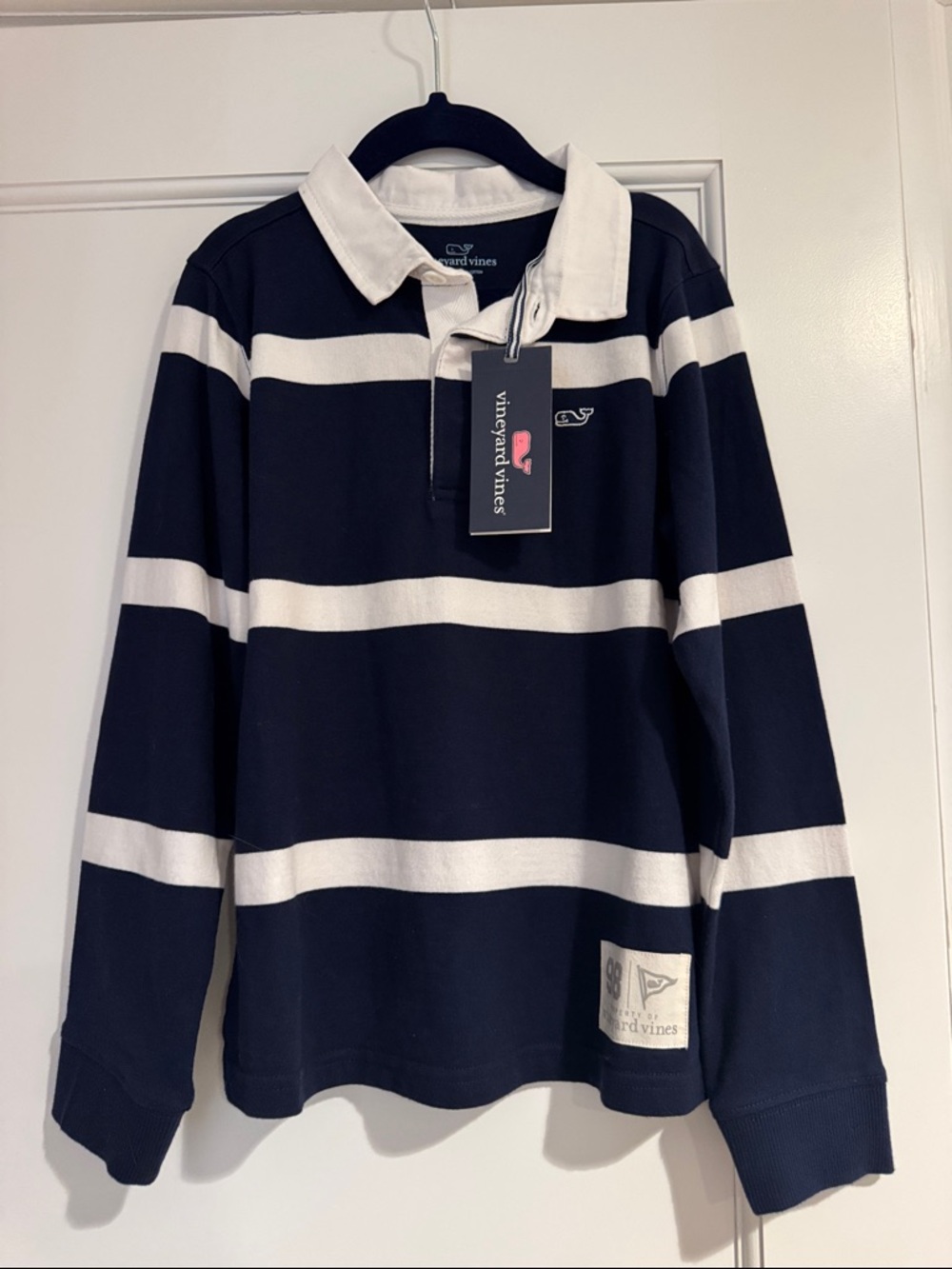 Vineyard Vines Navy and White Striped Rugby Top